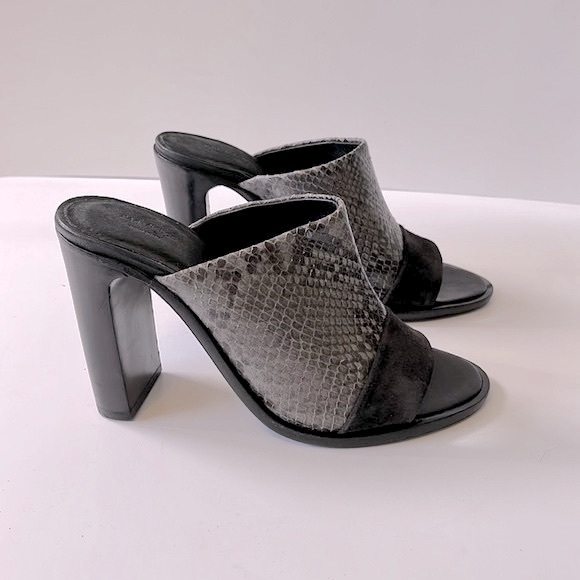 Rag & Bone 'Tristan' Suede Snake Print Leather Mule Sandals, Black, size 6.5 - Picture 9 of 16